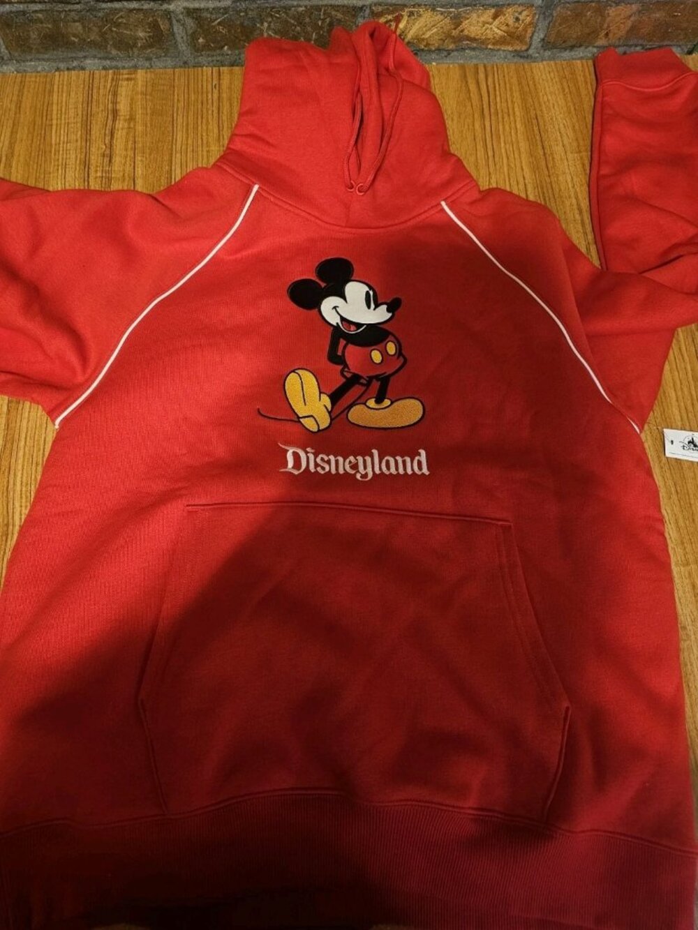 Disney Parks Disneyland Mickey Mouse Hoodie Red Pullover Womens Size Large